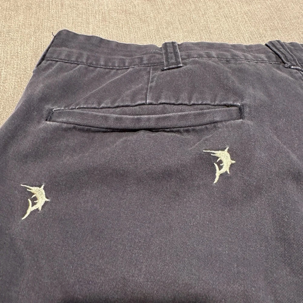 J CREW Shorts Mens 35 Navy Blue Embroidered Shark Gramercy Cotton Beach Fishing